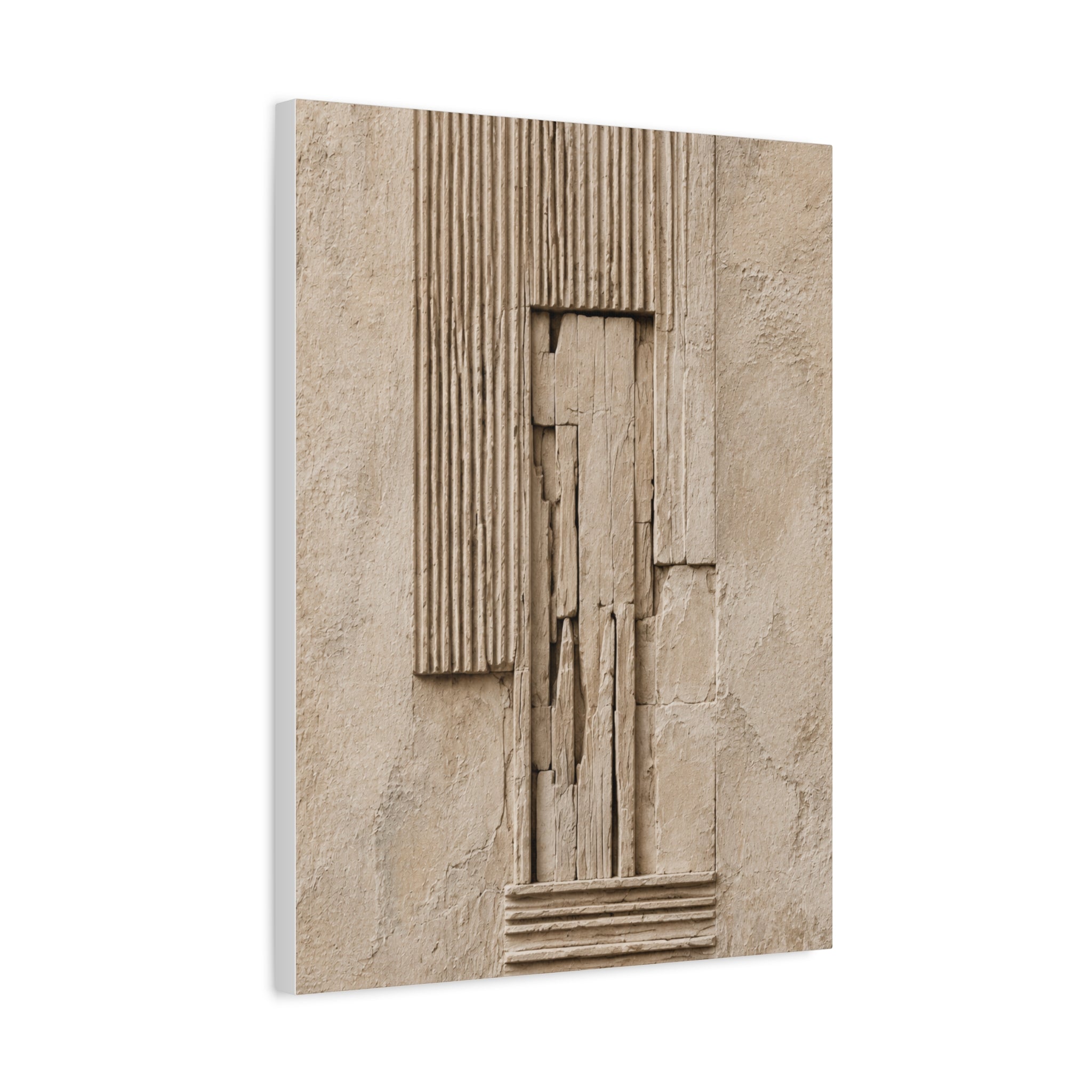 Abstract Textured Relief Canvas Wall Art, Neutral Beige Sculpture Panel Print, Modern Minimalist Decor, Organic Shape Art, Solen