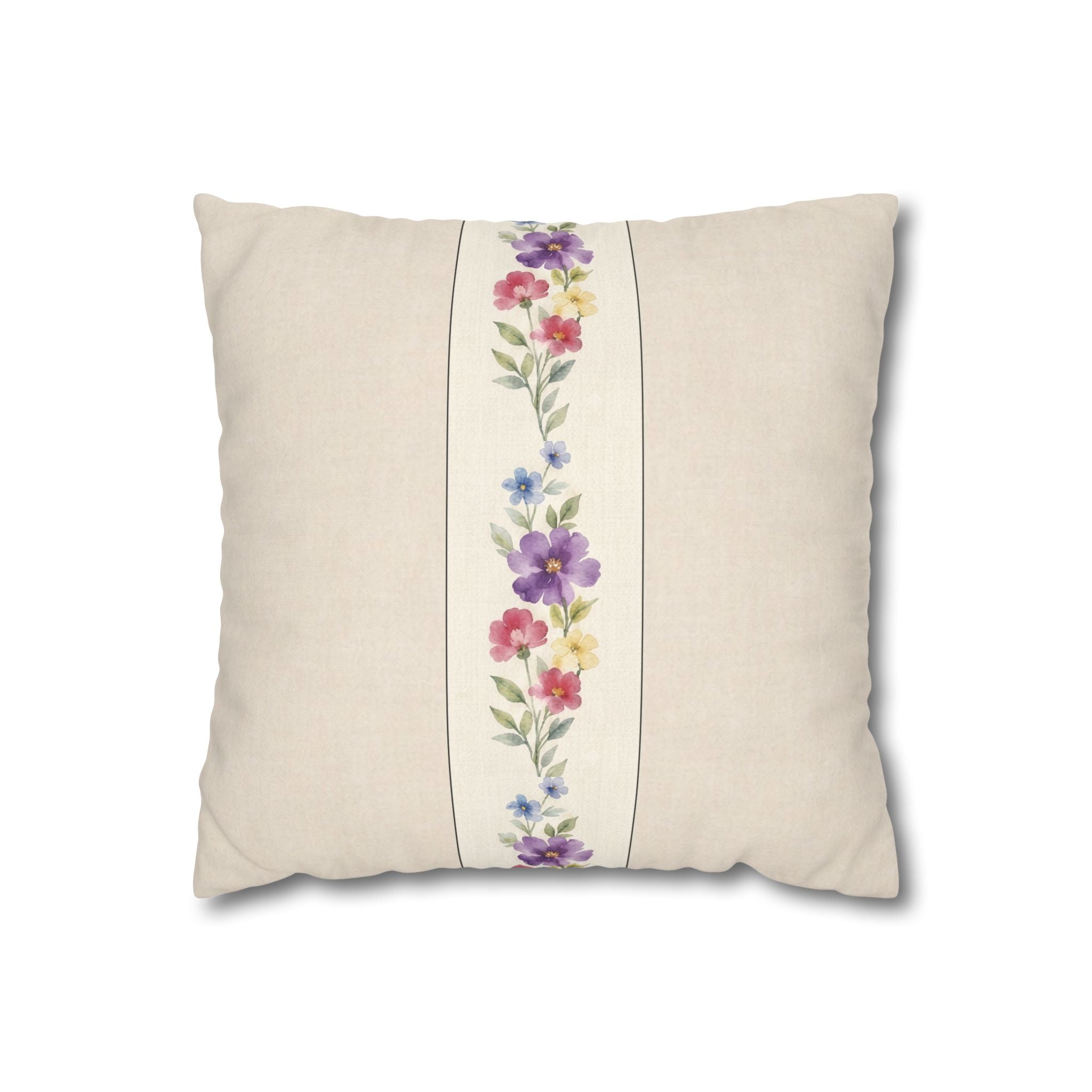 Wildflower Days Floral Throw Pillow Cover – Watercolor Cottagecore Cushion | Solen