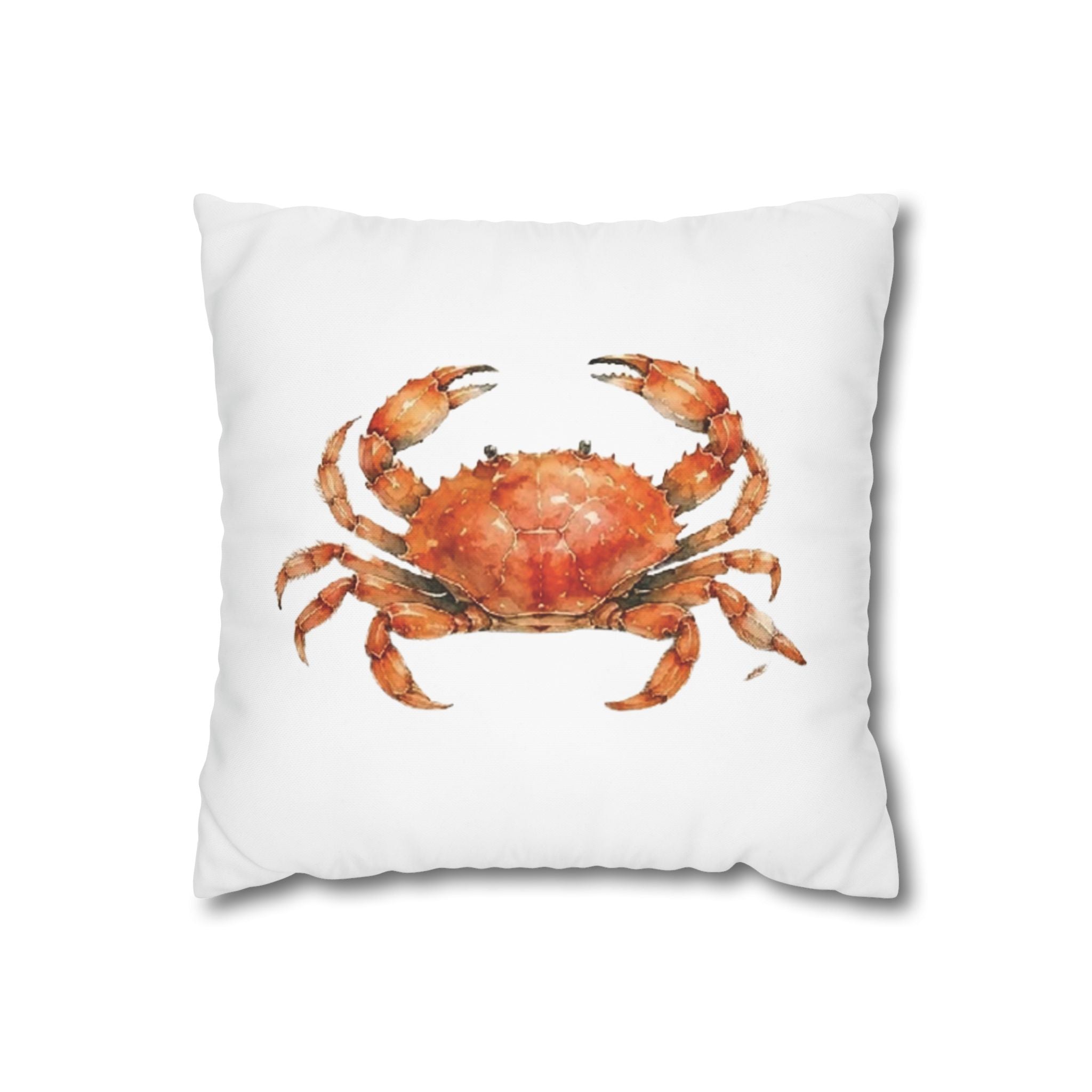 Crab Watercolor Throw Pillowcase — Coastal Beach Home Decor - Solen