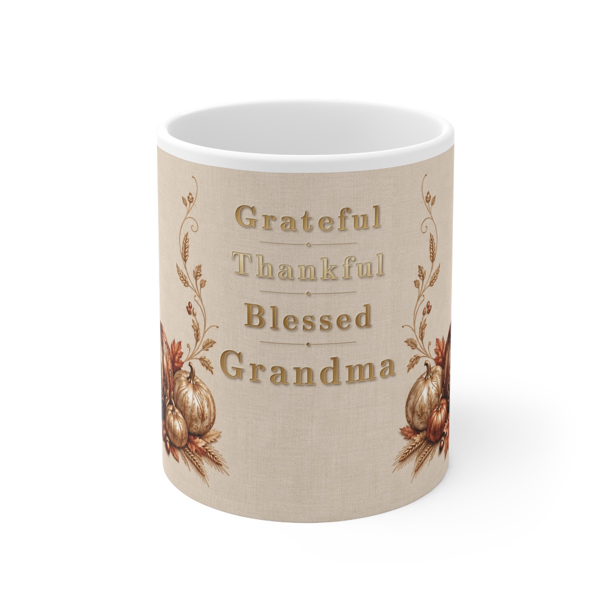 Grateful Thankful Blessed Grandma Mug, Thanksgiving Gift for Grandma, Pumpkin Fall Coffee Mug, Vintage Autumn Ceramic Cup