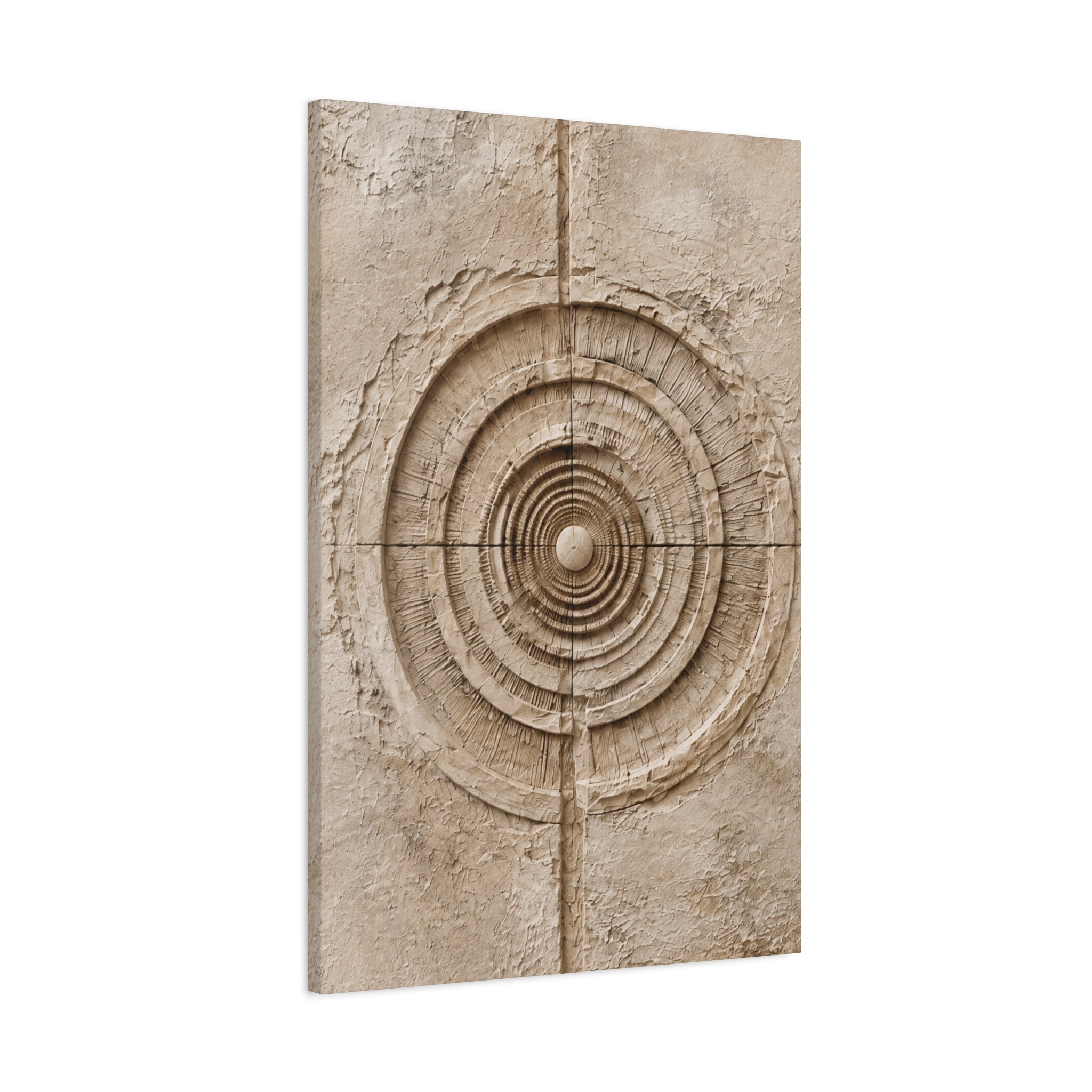 Textured Target Canvas Wall Art, Rustic Concentric Rings Print, Neutral Abstract Decor, Earthy Minimalist Wall Art, Solen