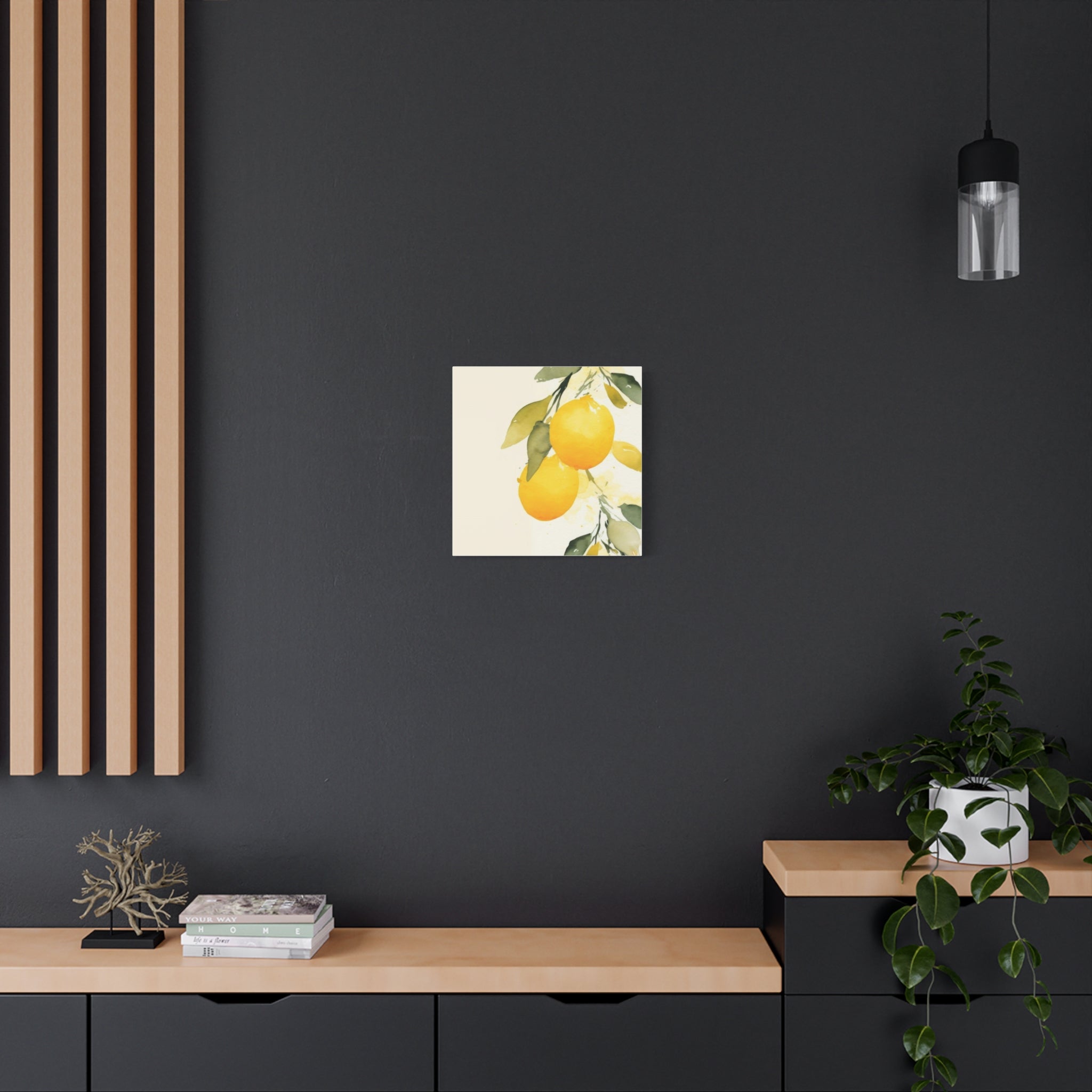 Lemon Botanical Canvas Wall Art, Mediterranean Citrus Print, Yellow Lemon Kitchen Decor, Watercolor Fruit Wall Art, Solen
