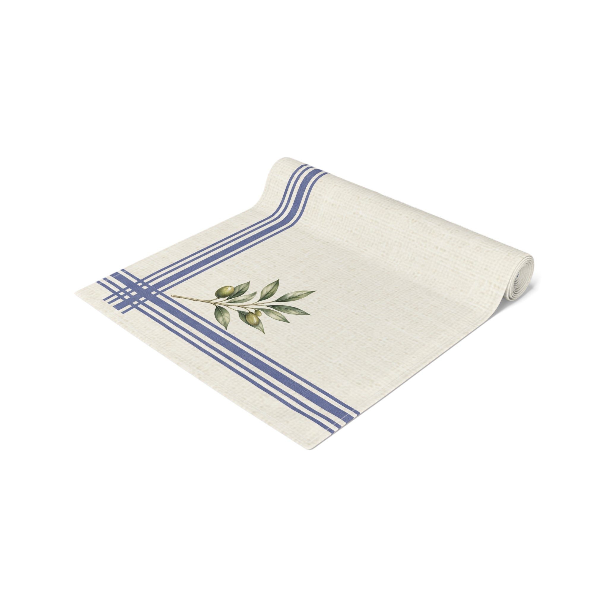Lemon Sprig Cotton Table Runner, Cream Botanical Kitchen Decor, Mediterranean Citrus Dining Linen, Summer Table Runner, Solen